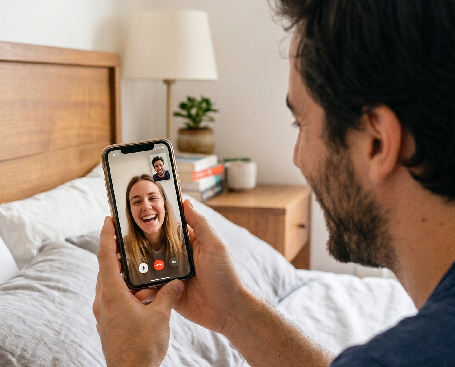 A private one-on-one video call at home